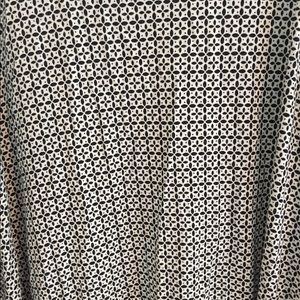 Black and white patterned dress.